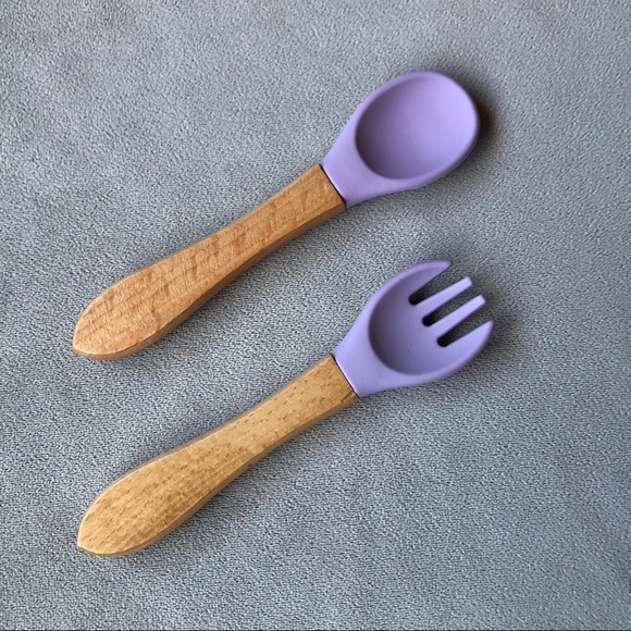 Fox Feeding Set ~ Bib, Dish, Fork & Spoon ~ Purple ~ Brand New! - Picture 10 of 12